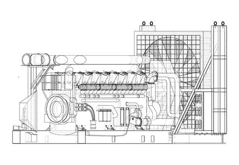 Large industrial diesel generator. Vector イラスト素材