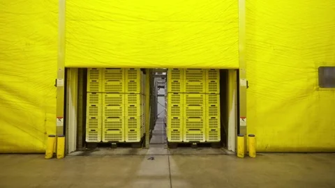 Large Industrial Doors Inside Bright Food Processing Facility Stock Footage 334649592