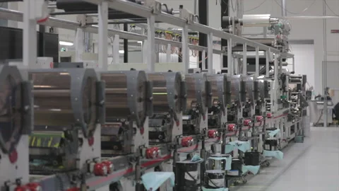 Large industrial flexo printing machine Stock Footage 130754590