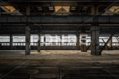 Large industrial hall of a repair station Stock Photos