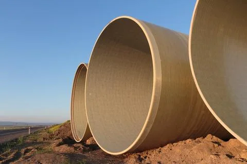 Large industrial pipes for infrastructure development project Stock Photos