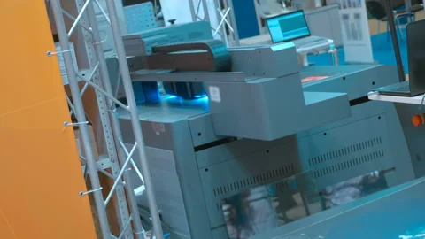Large industrial printer, plotter when printing large-format images Stock Footage 217527004