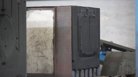 Large industrial sand casting molds prepared Stock Footage 325320935