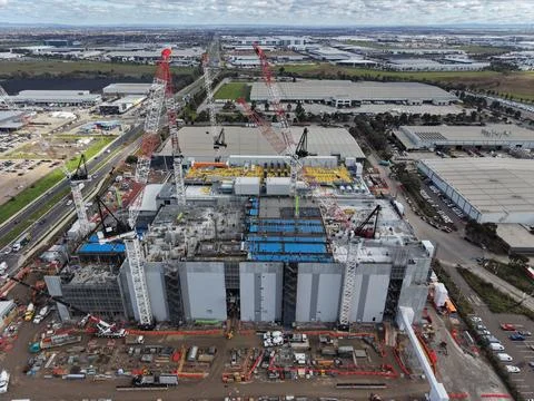 Large industrial site construction developing modern infrastructure Stock Photos