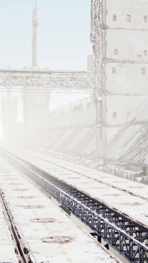 A large industrial site is visible with empty loading docks Vídeo Stock 338382928