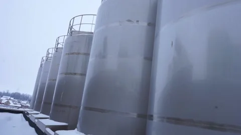 Large industrial tanks Stock Footage 163566914