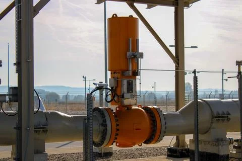 A large industrial valve system Stock Photos