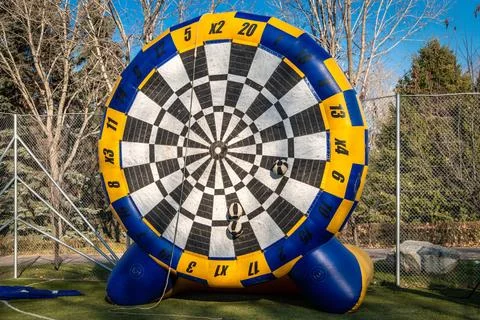 Large inflatable target for team building games and outdoor competitions Stock Photos