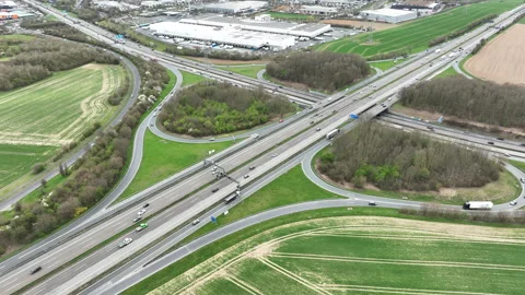 Large interchange - German highway Stockbeeldmateriaal 305513450