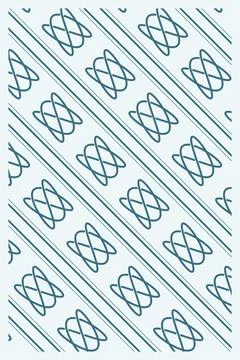 Large interwoven blue forms repeat across a pale icy ground with diagonal s.. Illustrazione stock