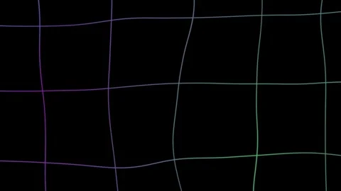 Large Iridescent Wavy Grid on Black Seamless Loop Vídeo Stock 331416644