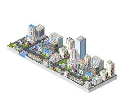 Large isometric city Ilustración de archivo