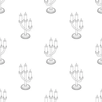 Large isometric line set of candlesticks. Isometric broken old golden Иллюстрация