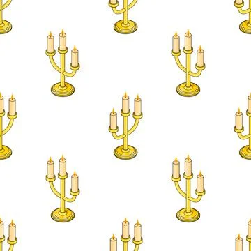 Large isometric set of candlesticks. Isometric broken old golden candlestick. Stock Illustration