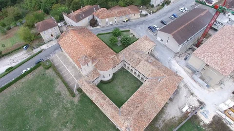 Large Italian Complex Building - Ariel Drone Shot Stock Footage 126494822