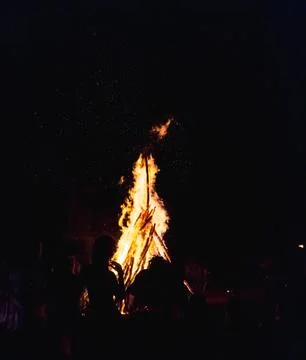 Large Ivan Kupala bonfire during the Shypit Festival in the Ukrainian Carpath Photos
