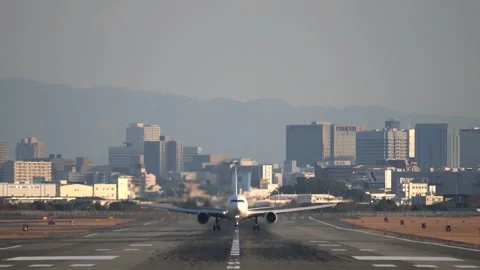 Large jet airplane taking off scene Video stock 160181382