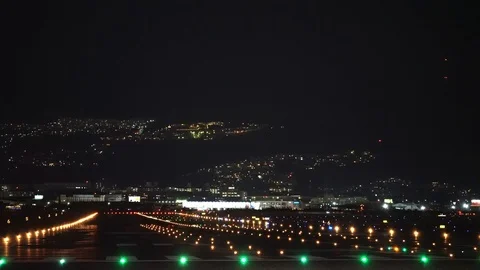 Large jet plane landing scene in the night. Video stock 104103195