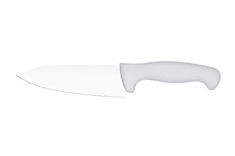 Large kitchen knife with a plastic handle on white background Stock-Fotos