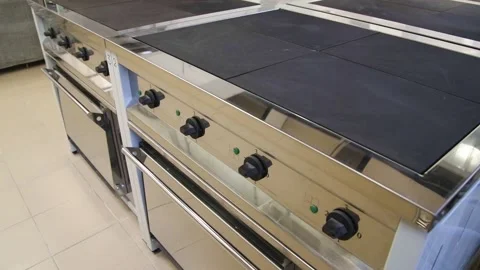 Large kitchen stove Stock Footage 152108214