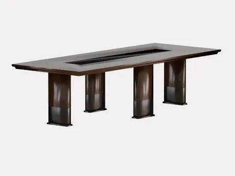 Large kitchen table on a white background 3d rendering Stock Illustration