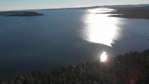 A large lake and a forest Stock Footage 114418542
