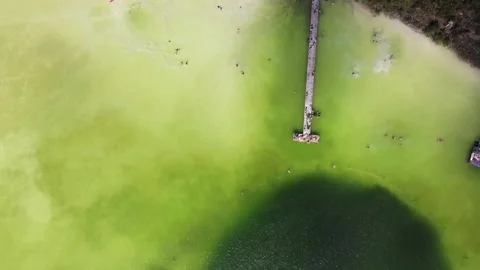 A large lake with a deep cenote inside. Video stock 157626194