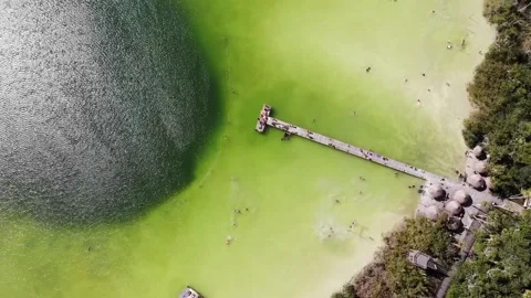 A large lake with a deep cenote inside. Video stock 157626206