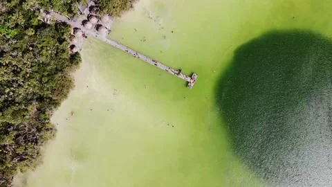 A large lake with a deep cenote inside. Video stock 157626252