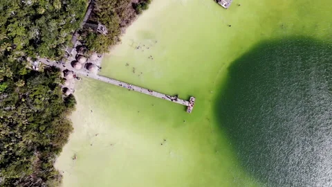 A large lake with a deep cenote inside. Video stock 157626680