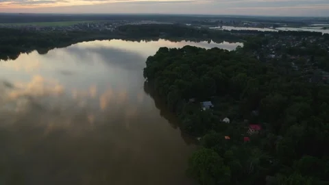 A large lake with a drone Stock Footage 237116617