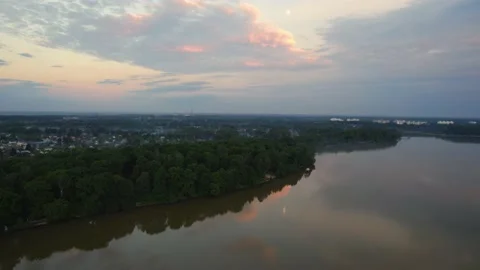 A large lake with a drone Stock Footage 237116623