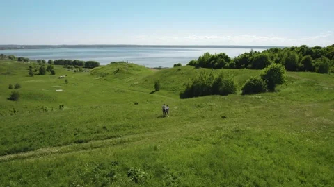 A large lake with a drone Stock Footage 237116660