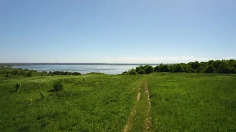 A large lake with a drone Stock Footage 237116763
