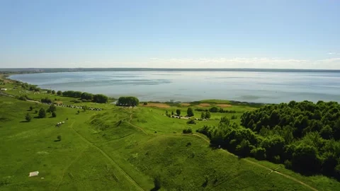 A large lake with a drone Stock Footage 237116773