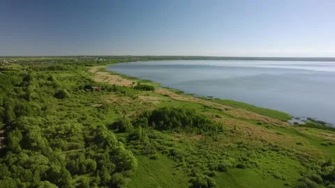 A large lake with a drone Stock Footage 237116834