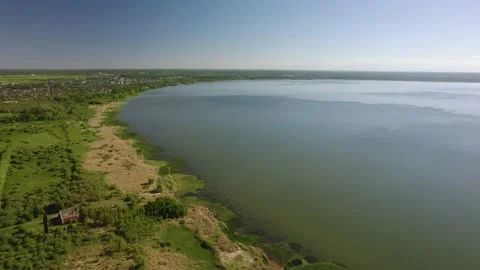 A large lake with a drone Stock Footage 237116846