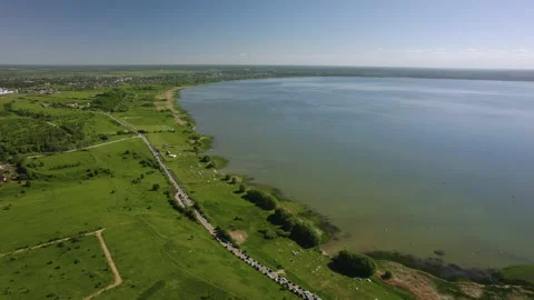 A large lake with a drone Stock Footage 237116866