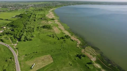 A large lake with a drone Stock Footage 237116883