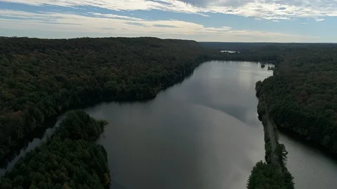 Large lake subtle aerial drop Video stock 86092510