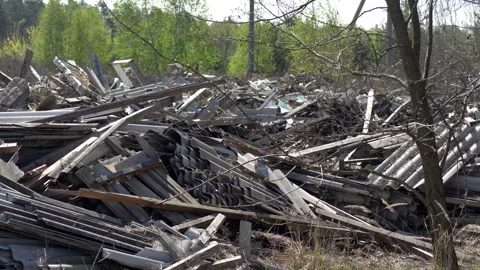 Large landfill dump of construction waste Stock Footage 308595752