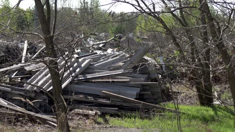 Large landfill dump of construction waste Stock Footage 308595815