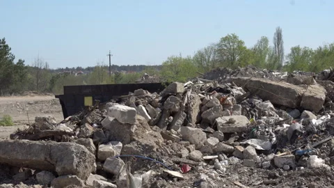Large landfill dump of construction waste Stock Footage 308595891