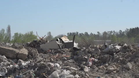 Large landfill dump of construction waste Stock Footage 308595903