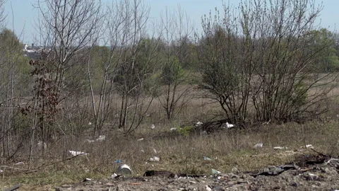 Large landfill dump of construction waste Stock Footage 308596040