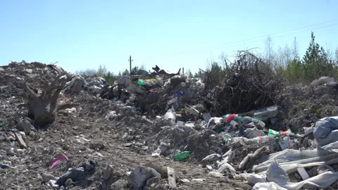 Large landfill dump of construction waste Stock Footage 308596138