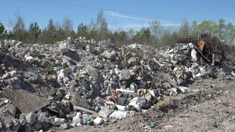 Large landfill dump of construction waste Stock Footage 308596161