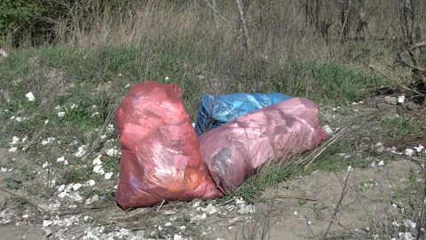 Large landfill dump of construction waste Stock Footage 308596275