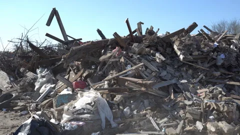 Large landfill dump of construction waste Video stock 308596296