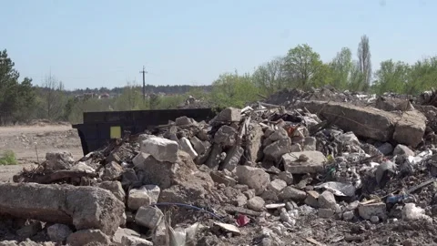 Large landfill dump of construction waste Видео 334040254